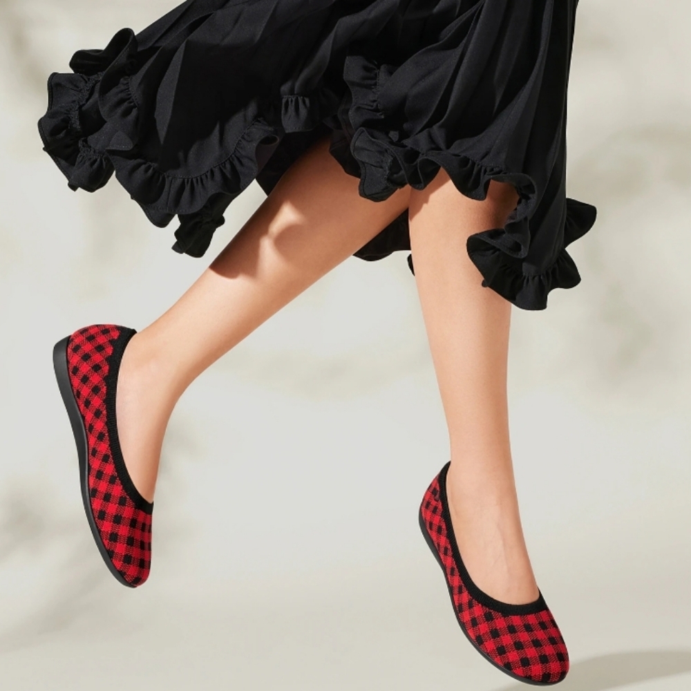 Vivaia Plaid Red and Black Women's Flats